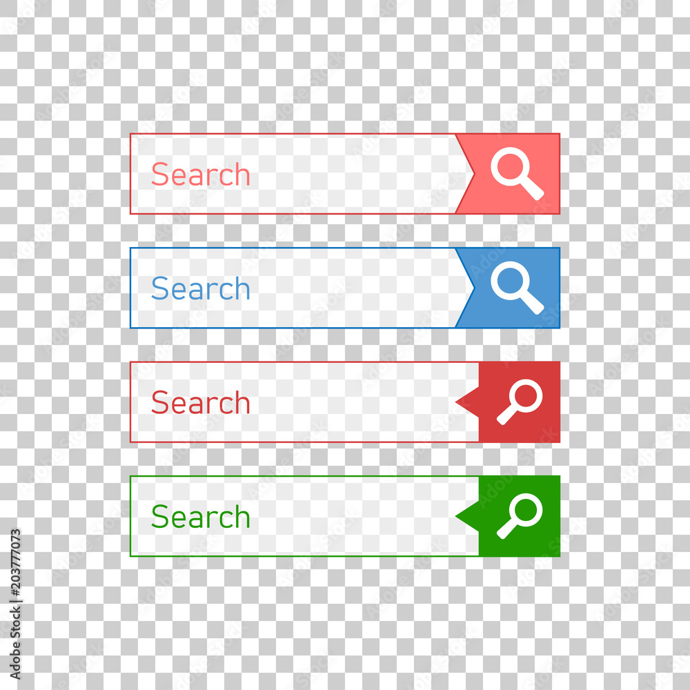 Poster search bar vector ui element icon in flat style. search website form illustration field. find search
