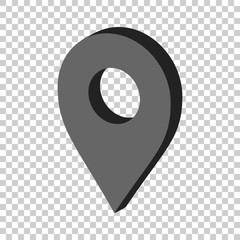 3D map pointer in flat style. Gps navigation mark illustration on isolated transparent background. Pointer destination concept.