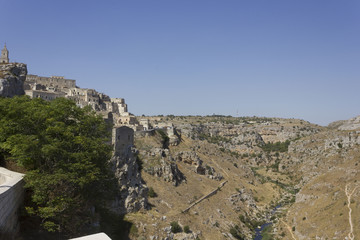 Fototapeta na wymiar scenic view of Murgia landscape surrounding Matera city in Italy