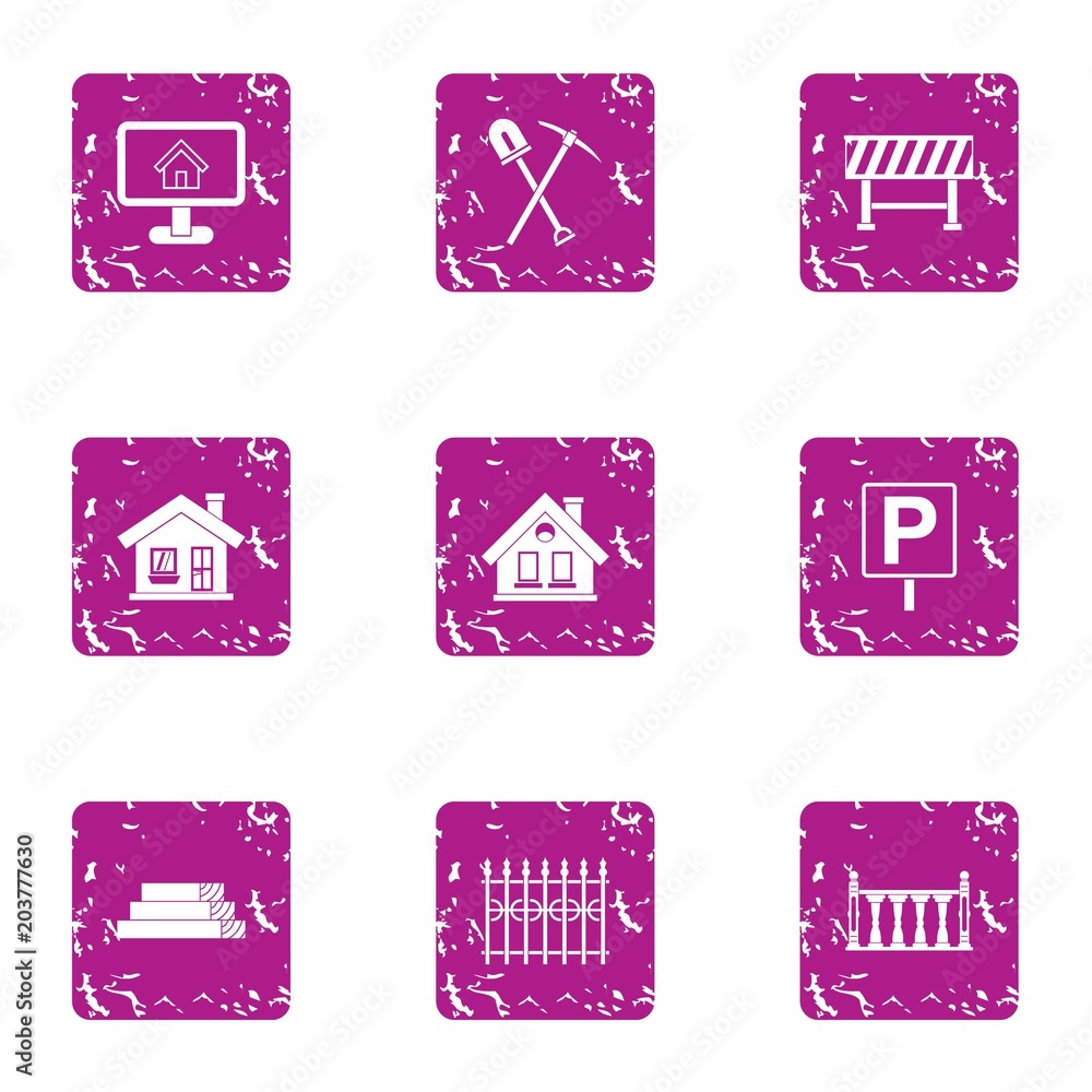 Aufkleber edifice icons set. grunge set of 9 edifice vector icons for web isolated on white background