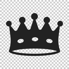 Crown diadem vector icon in flat style. Royalty crown illustration on isolated transparent background. King, princess royalty concept.