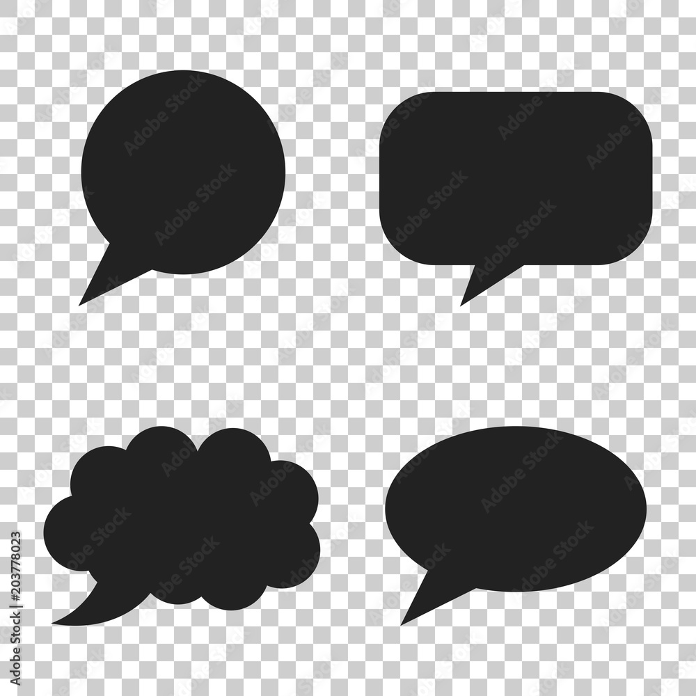 Poster blank empty speech bubble vector icon in flat style. dialogue box on isolated transparent background