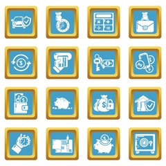 Credit icons set vector sapphirine square isolated on white background 