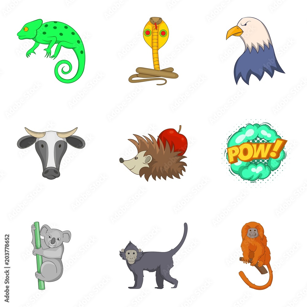 Aufkleber zoo close icons set. cartoon set of 9 zoo close vector icons for web isolated on white background