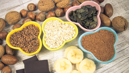 Products containing magnesium. Healthy food.