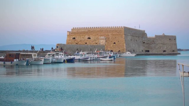 Venetian Fortress in Heraklion in the evening, Crete Island, Greece