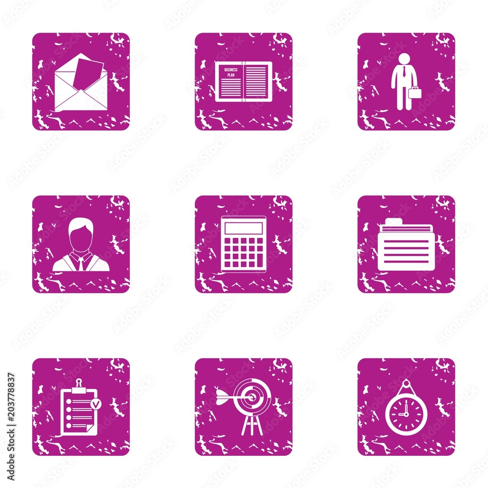 Poster knowledge delivery icons set. grunge set of 9 knowledge delivery vector icons for web isolated on wh
