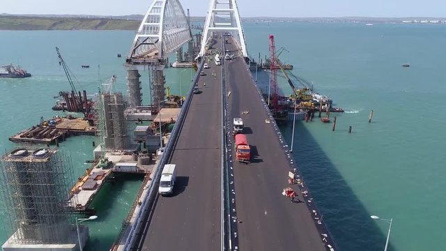 Construction of the Crimea Bridge on April 26, 2018