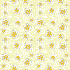 Seamless ornamental pattern with plumeria flowers