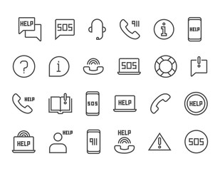 Simple Set of Help and Support Related Vector Line Icons. Contains such Icons as Phone Assistant, Online Help, Video Chat and more. Editable Stroke. 48x48 Pixel Perfect