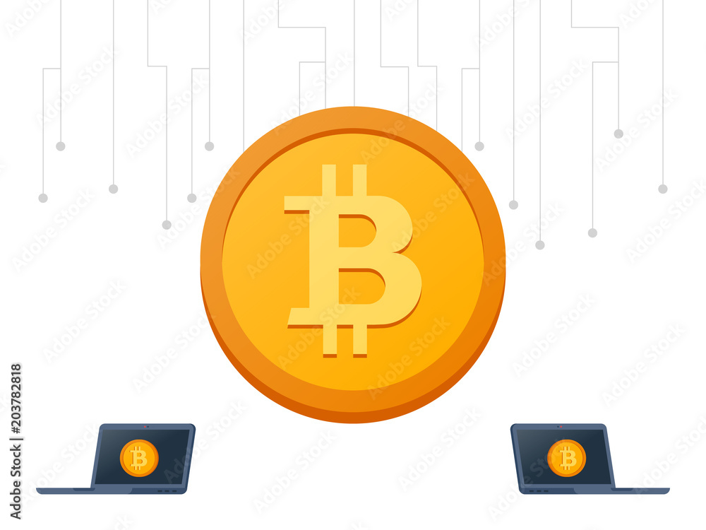 Poster bitcoin mining vector icons