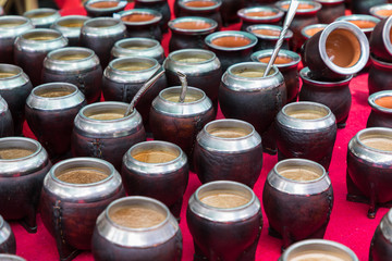 Mate gourds for sale as popular souvenirs from Argentina and Uruguay.