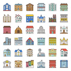 building construction, filled outline icon set 1/3