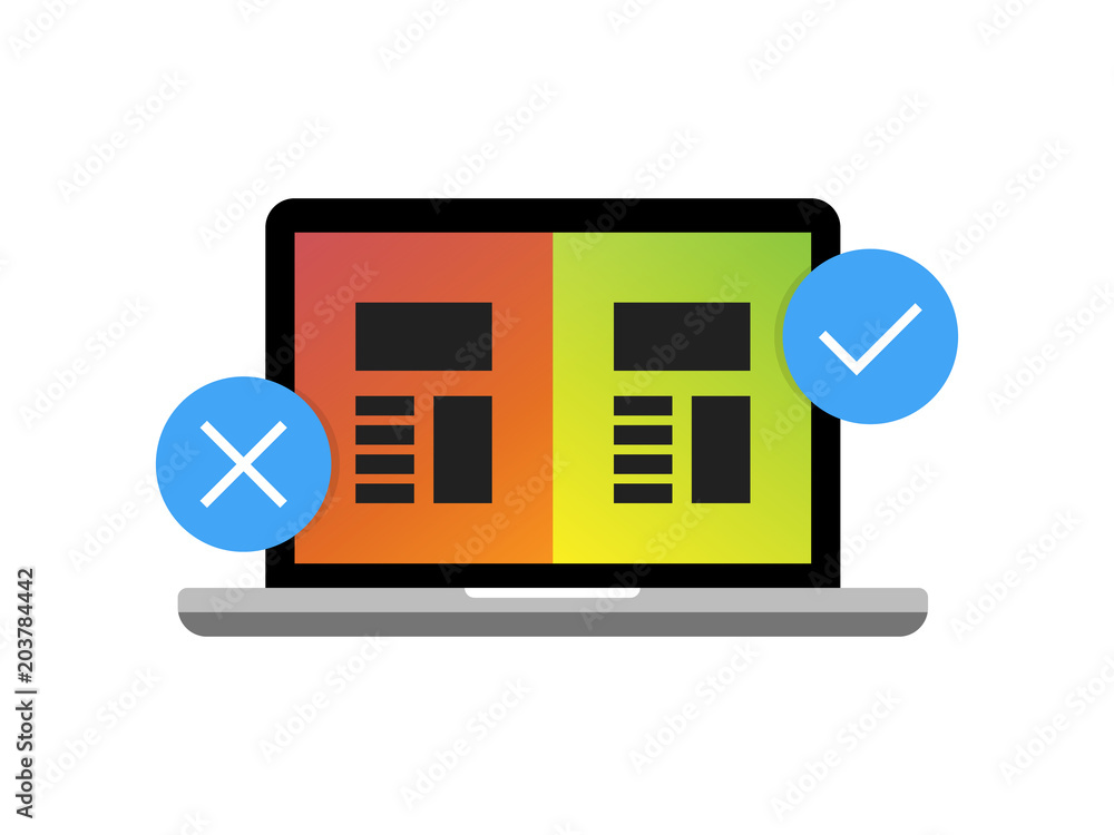 Poster laptop tasks accepted and decline right and wrong green and red