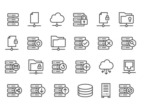 Set of Network and Server icon set  Editable Stroke. 48x48 Pixel Perfect.