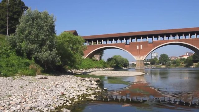 Pavia, Ponte Coperto, Lombardia, Italia,Europa, Bridge in Pavia, Italy, Europe