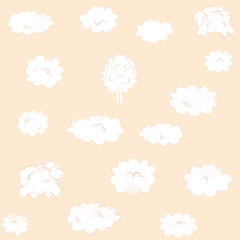 pink square Wallpaper with clouds-sheep