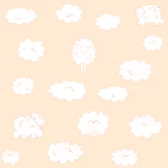 Deurstickers pink square Wallpaper with clouds-sheep © jodo19