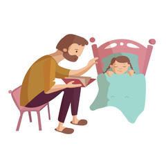 Father and child vector cartoon illustration