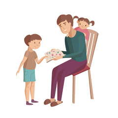 Father and child vector cartoon illustration