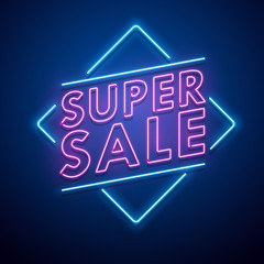 Sale neon sign. Vector illustration. 