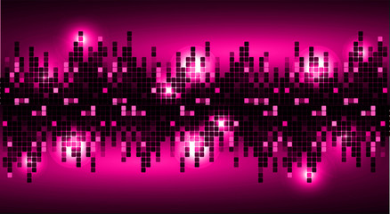 Sound waves oscillating dark pine light, Abstract technology background. Vector.