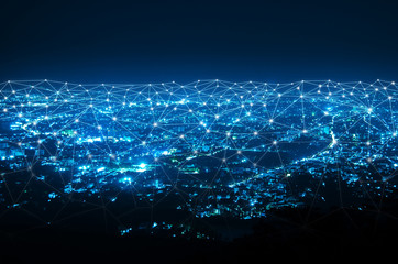 abstract web network connection cover modern city