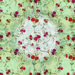 Branch with flowers and leaves of sweet pea on a watercolor background. Seamless pattern.
