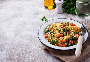 Vegetarian dish couscous with vegetables