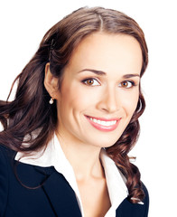Naklejka premium Portrait of smiling businesswoman, isolated