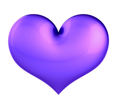 Purple heart shape love poison icon. 3d illustration isolated