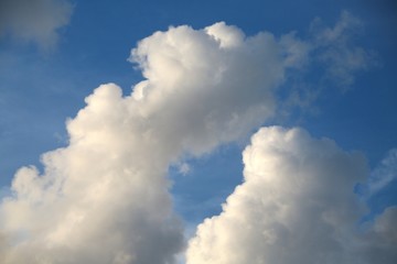 Fluffy Billowy Cumulus Clouds in the Blue Summer Sky in Florida