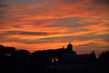 Wonderful sunset in Rome