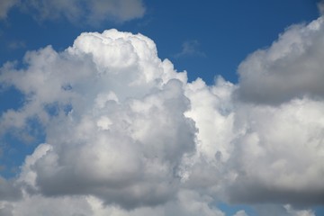 Obraz na płótnie Canvas Fluffy Billowy Cumulus Clouds in the Blue Summer Sky in Florida