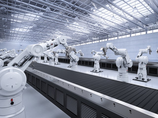 robot arm with conveyor line