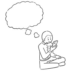 vector of man using smartphone