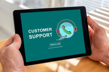 Customer support concept on a tablet