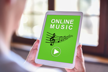 Online music concept on a tablet