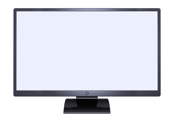 Monitor computer flat screen wide blank desktop LCD TV presentation display black. 3d illustration isolated