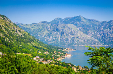 Fototapeta na wymiar Panoramic view on Kotor bay and old town Kotor, Montenegro.