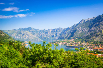 Obraz na płótnie Canvas Panoramic view on Kotor bay and old town Kotor, Montenegro.