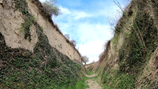 L&ouml;sshohlweg Eichgasse bei Bickensohl, Kaiserstuhl, Hohlweg, Strasse, Weinbau, Geologie, 4K