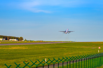 Passenger aircraft take off from Lech Walesa Airport in Gdansk.