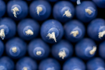 A stack of blue candles