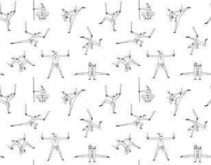 Seamless pattern of ninja isolated on white background © volyk