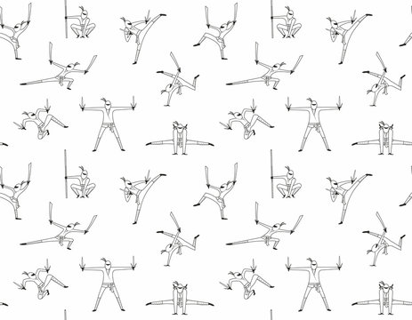 Seamless pattern of ninja isolated on white background