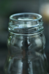 Water bottle ( Glass-material ) on nature background, Macro