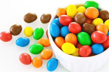 Colorful and Sweet with chocolate ball one white background.