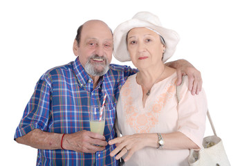 Portrait of senior couple taking a drink