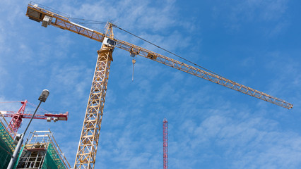 high cranes on the construction site.
